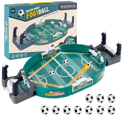 Mini Tischkicker Kinder, Tragbares Tischfußballspiel mit 10 Bällen, Tischfußball für Kinder ab 5 Erwachsene, ideal für Familien-Spieleabend, Party Geburtstag, Fußball Geschenk für Jungen Mädchen
