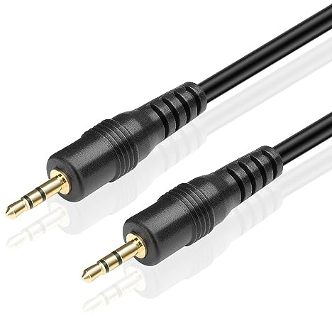 TNP 2.5mm Audio Cable (15 FT) - 2.5mm TRS Cable Male to Male Aux Stereo Audio Adapter Jack Subminiature - Gold Plated Connector Wire Cord Plug for Headset Headphone Microphone | 15Ft 2.5mm Aux Cord with Gold-Plated Connectors and Flexible Black Pvc Jacket; for Stereo Audio Only