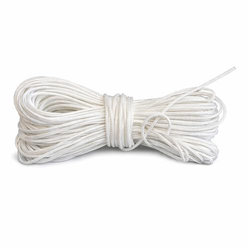 Trimming Shop 2mm Braided Nylon Blind Cord 10 Metres White String | Used for Aluminium Blinds, Roman Shades & Window Restringing, Suitable for Gardening & DIY Use