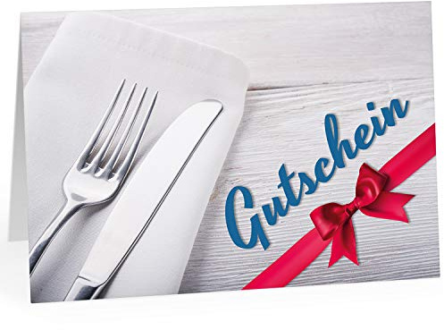 Einladungskarten Manufaktur Hamburg Großer XXL (A4) Gutschein, Motiv: Besteck, Essen, Dinner/mit Umschlag/Edle Design Klapp-Karte/Extra groß/Geburtstag/Hochzeit/Taufe/Weihnachten/Valentinstag