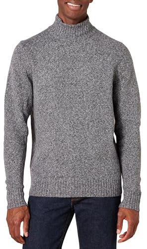 Amazon Essentials Men's Long-Sleeve Soft Touch Cotton Blend Turtleneck Sweater, Ribbed, Charcoal Marl, XX-Large