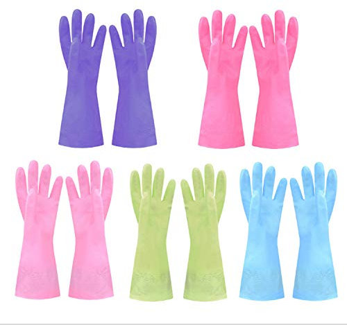 2 Pair Reusable Silicone Washing Up Gloves for Kitchen Car Bathroom Random Colour