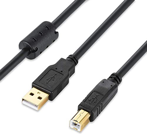 CABLEPELADO - Cavo USB per stampante con ferrite, da USB 2.0 tipo A a tipo B, compatibile con HP, Epson, Canon, Brother, Lexmark, scanner, disco rigido, fotografia digitale, nero, 2 metri