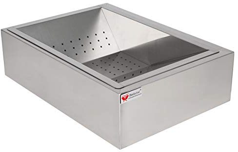 Beeketal 'BPAS-1' Profi Gastro Pommes Abtropfschale aus Edelstahl 2-teilig (Frittierseiher Grundgestell und entnehmbares Pommessieb) - Außenabmessung (L/B/H): ca. 520 x 375 x 145 mm