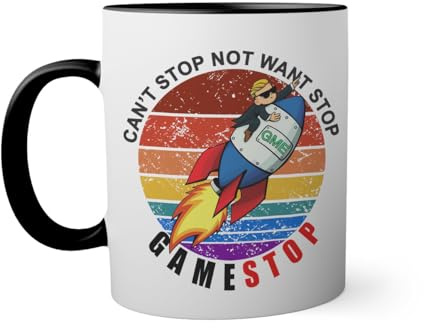 GameStop To the Moon Game Stonk Schwarze Innenseite mit passendem Henkelbecher Mug 330ml