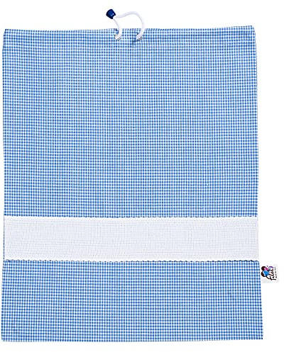 Filet - Sacchetto Asilo con stampa a Quadretti Vichy Azzurro Cielo |Inserto a fascia in Tela Aida personalizzabile | Misura 42 x 34 cm | 100% Realizzato in Italia con materiali di alta qualità