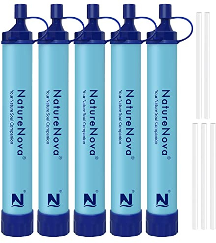 Filtro dell'acqua personale di paglia portatile per esterni, attrezzature di sopravvivenza di emergenza, soluzioni di acqua, attrezzature tattiche per escursioni, campeggio, viaggi, caccia, pesca