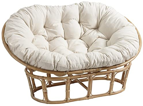 TDHLW Doppel Papasan Cushion Stuhlkissen Groß Hängend/Ei/Schaukel/Hängematte Chair Cushion, Outdoor wasserdichte Garten Papasan Chair Cushion Verdicken Bequem Weich, Nur Kissen,Weiß,67 * 47 in
