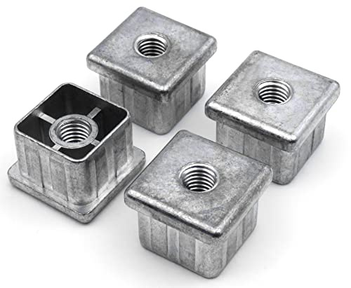 Design61 4X Gewindestopfen Justierstopfen Fußkappen Einsteckbuchse für Quadratrohre aus Zink-Druckguss 30x30 mm mit M10 Innengewinde Traglast bis 800Kg für Wandstärke 2mm
