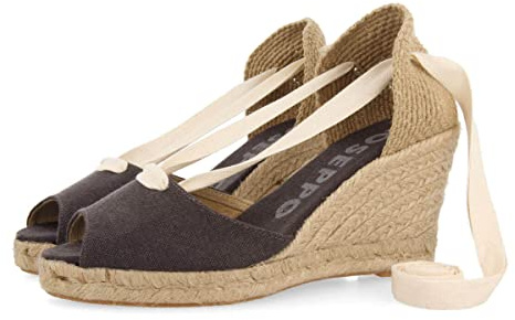 GIOSEPPO Sandalias Tipo Espadrille Negras con cuña de Yute para Mujer buriti