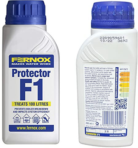 Kudos-Trading - Fernox F1 Protector 265ml 62454 Protector F1 Central Heating and Water Underfloor Heating Corrosion Protection limescale Prevention System Efficiency Long-Lasting Protection