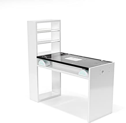 Professioneller Nageltisch mit Nagelabsaugung, Set für Nagelmodellage, 124 x 73 x 50 cm, 120 cm, Modell Worker Plus (schwarz marmoriert - kein Staubsauger)