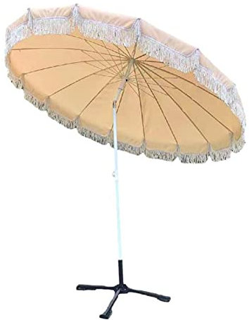GHARAZ 2.2m/7.2ft Gartenschirm, Terrassenschirm, Strandschirm mit Quaste, Schwenkbarer Polyester Schirm, Höhenverstellbar