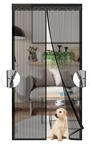Phantasy Nero Zanzariera Magnetica per Porta, Rete Fine, Tenda Zanzariera Porta con Totalmente, si Chiude da Sola per Balcone, Installazione Facile, 90x210 CM