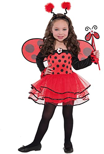 amscan 9918194 997655 barn ballerina nyckelpiga insekt flickor kostym, röd (ålder 6-8 år)