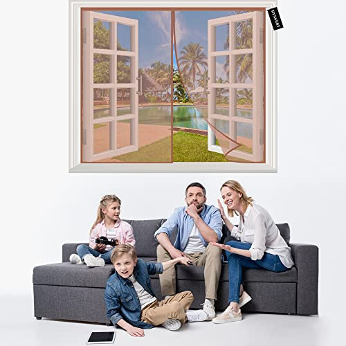 Insektenschutzrollo 190x210cm Braun Insektenschutz Fenster Moskitonetz mit Starkem Klettband Fliegenvorhang HäNde Frei Kinderleichte Montage Ohne Bohren