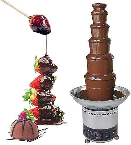 Étape 6/7 Fountaine de chocolat 300 watts, machine de fontaine à fond de chocolat chaud en acier inoxydable commercial pour les anniversaires et les mariages pour enfants, friandises, fruits,6Tier