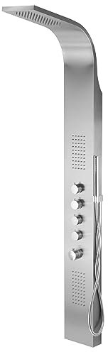 KOLMAN Duschpaneel Edelstahl mit Kopfbrause Stahl SAMSARA Thermostatisch Duschsystem Duschsäule