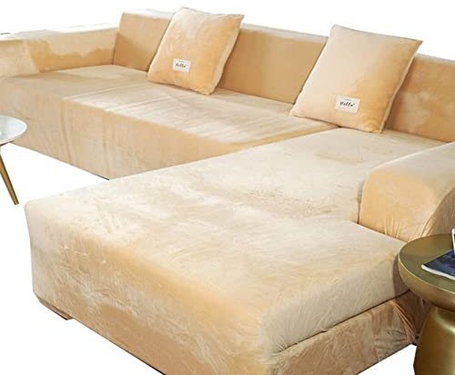 IZREEL Velvet Corner Sectional Couch Covers L Shape Sofa Cover for Living Room Super Soft Stretch U Shaped Sofa Slipcover Anti Slip Pets Dogs Furniture Protector,A,1seat