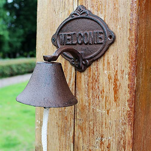 VIGANI Vintage Door Bell,Manual Doorbell， Welcome Entry Door Bell, Wall Mounted Chimes Antique Doorbell Hand Bell for Garden Home Wall Decoration Garden Gate Farmhouse, 15.2 * 14 * 17cm