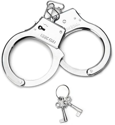TOZBLEU Handschellen - 1pcs Handschellen Polizei Kostüm mit Schlüssel, Polizei Spielzeug Handschellen Kinder,Echt Stahl, Polizist Zubehör, Sträfling Accessoires,Karneval,Fasching,Halloween,Mottoparty