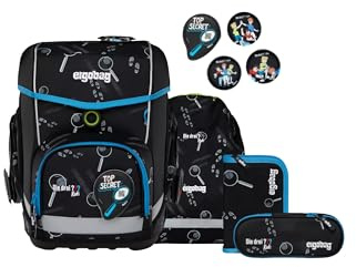 ergobag Schulranzen-Set cubo Set Bärdektiv - Schwarz | Ergonomischer Schulranzen Klassisch, 5-teilig, für die 1. Klasse Grundschule, Kollektion AW24/25