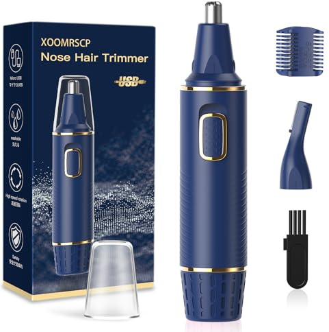 XOOMRSCP Nasenhaartrimmer für Männer, 2024 Schmerzloser USB Wiederaufladbarer Nasenhaarschneider, Ohr- und Nasenhaarschneider für Männer, Professioneller Gesichtshaartrimmer mit IPX7 wasserdichten