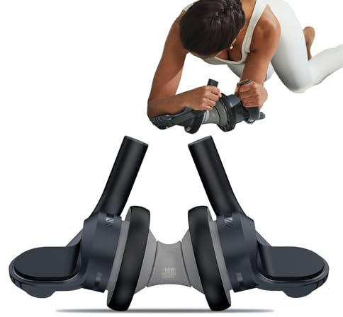 BERTER Fitness Ab Roller Wheel with Elbow Support Abdominal Trainer Roller Workout Equipment for Core Strength Training for Men and Women.Grey