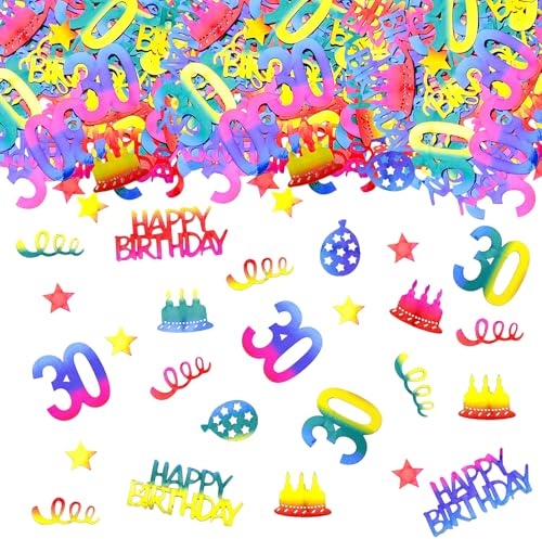 GoldRock Glitzer Konfetti 30 Geburtstag Deko Groß 1,4-5cm,100× Streudeko 30 Geburtstag Männer Frauen,Bunt Tischdeko 30 Geburtstage,Konfetti 30. Geburtstage Deko,30er Luftschlangen, Geburtstagsdeko 30