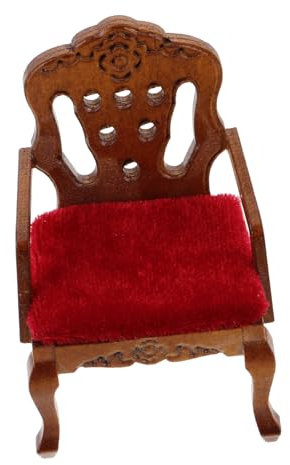 BESTonZON Miniatur Möbelstück Maßstab Holzstuhl Für Puppenhaus Retro Armlehnenstuhl Für Wohnzimmer Deko Sammlerstück Für Miniatur-enthusiasten Hochwertiges Design Walnussfarbe
