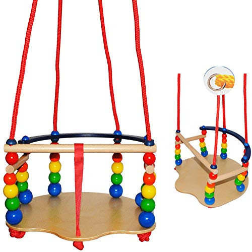 alles-meine.de GmbH 1 Stück Deluxe - Kinderschaukel/Schaukel aus Holz - mit Gurt - Gitterschaukel - mitwachsend & verstellbar - Leichter Einstieg ! - Babyschaukel - verstellb..
