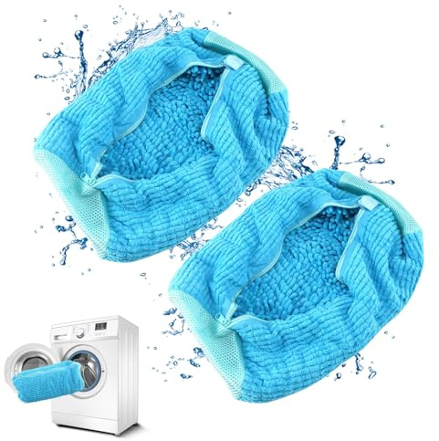 QUMOX Bolsa de Lavado para Zapatos, 2 Unidades Amarillas – Bolsa Reutilizable para Lavadora y Secadora con Cremallera Acolchada, Ideal para Zapatillas Deportivas, Tenis, Pantuflas y Prendas Delicadas