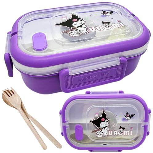 OZXVXZO Kurromi Lunchbox Kinder Bento Box Lunchbox 1000ml Lunchbox Kinder Bento Box mit Unterteilung Auslaufsicher Brotbox Kinder mit Utensilien auslaufsicher Obst Snack Schule Picknick