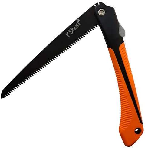 Sega a mano da giardino pieghevole, lama da 25 cm, spessore 1,1 mm, in acciaio SK85, denti affilati a 3 lati, sega per ramo, 6 TPI per escursionismo, campeggio, sopravvivenza all'aperto, taglio del