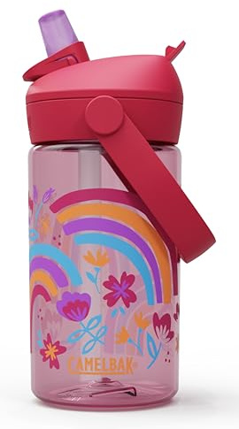 Camelbak THRIVE FLIP STRAW KIDS 14OZ – sport bottle – leak-proof – child-friendly size – easy drinking closure – ideal for on the go – Rainbow Floral, size: OS