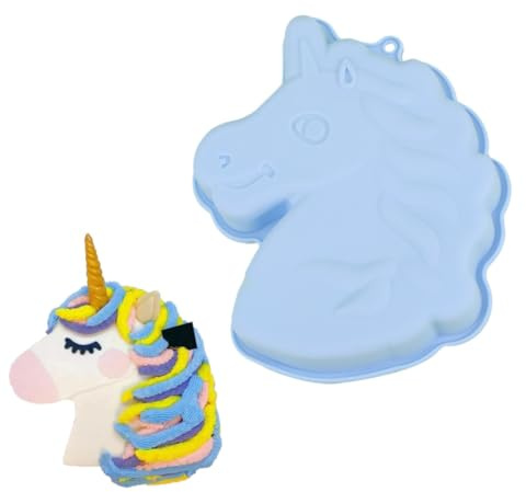 DEXYZZY Einhorn Backform, Kindergeburtstag Silikonform für, Pferd Silikonform Für, 3D Cartoon Silikon Kuchenform, Geeignet Für Geburtstage, Mottopartys Schokolade, Brot, Pudding, Dessert (Blau)