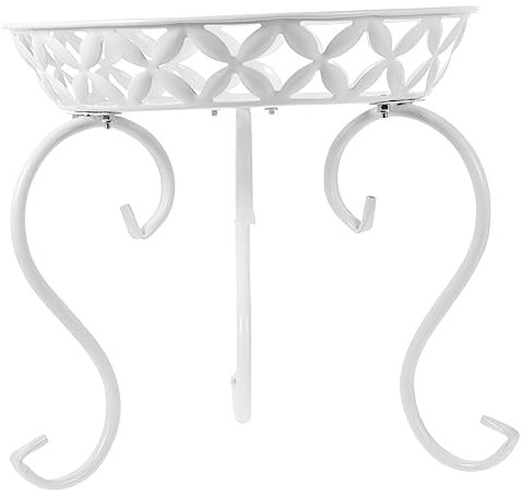 Kisangel 1Juego Soporte de Plantas de Hierro Wrought Iron para Interiores y Exteriores Estante de Exhibición Multiusos para Macetas y Flores para Decoración Color Blanco