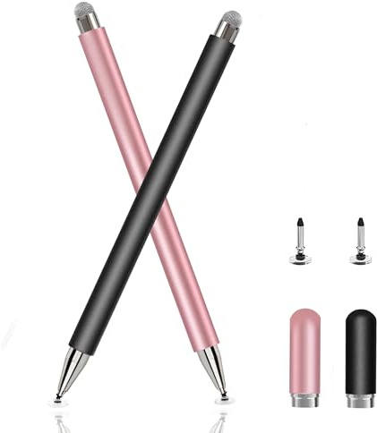 Stylet Tablette pour écrans Tactiles, Universel Haute Précision Stylet pour Tablette/iPad/Pro/Mini/Air/Galaxy/Tab A7&S7/Android/iPhone et Autres écrans Tactiles (Noir/Or Rose)
