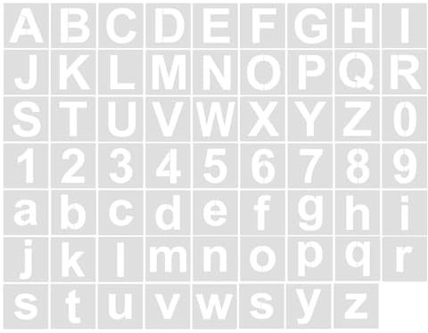 Zeichenschablonen, Buchstaben- und Zahlenschablonen, wiederverwendbare PET-Schablonen zum Malen auf Papier, Holz, Metall, Stoff, Wand, 60 Stück