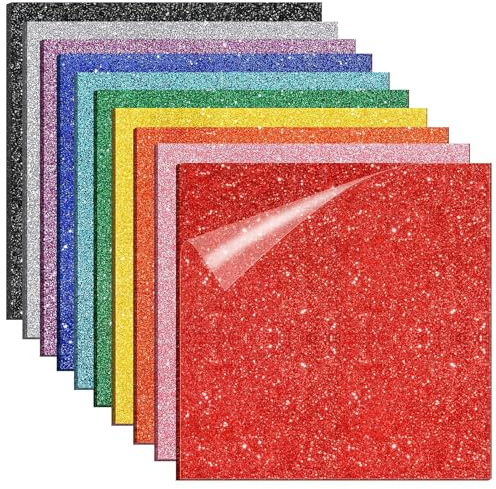 Wonninek Lot de 10 plaques acryliques pailletées - 3 mm - À découper au laser - Pour bricolage, bijoux, artisanat, cadres photo, panneaux, projets d'exposition - 20 x 20 cm