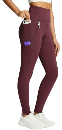 baleaf Legging doublé en Polaire pour Femme - Taille Haute - Imperméable - Thermique - avec Poches zippées