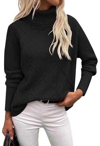 Zeagoo Women's Turtleneck Jumpers Elegant Long Sleeve Sweaters Warm Jumper | Roll Neck Knitted Pullover Tops Casual Loose Sweatshirts Fall Winter S-XXL