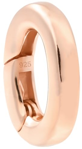 Beebeecraft 1 Caja de 925 Anillos de Resorte de Plata Esterlina con Cierre de Resorte Ovalado Cierre de Oro Rosa para Collar Pulsera Tobillera Y Joyería