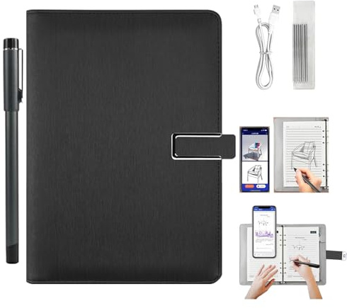 Aeonity Ai-Powered Smart Writing Set, Smart Pen and Notebook, Digital Pen Real-Time Synchronization Digitization for Storing Notes, Learning and Drawing Compatible for Android, iOS (Black)