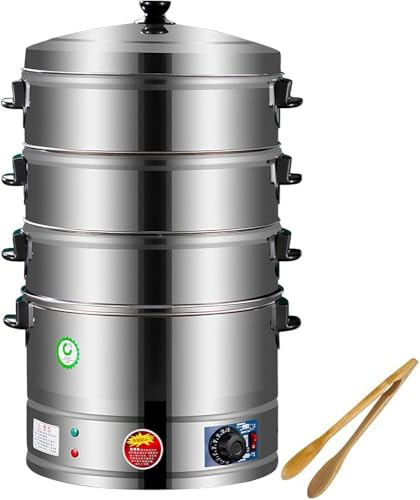 Cuiseur vapeur électrique 3 étages inox avec contrôle thermostatique pour cuisson automatique
