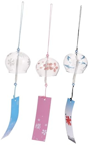 FUNOMOCYA 3pezzi Campanello Eolico in Vetro Dipinto Ornamentale Da Appendere Per Patio Casa Aree Esterne