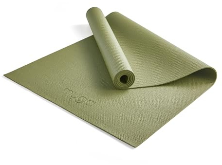 Myga Yoga Mat with Carry Strap – Non-Slip, Lightweight & Durable Exercise Mat for Yoga, Pilates & Fitness – Sweat-Resistant & Easy to Clean – 173cm x 61cm x 4mm - Choice of Colour