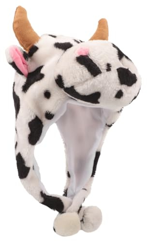 iplusmile Cappello Caldo da Mucca in Peluche Corna e Orecchie Cappello Divertente a Forma di Animale per e Adulti Accessorio per Feste a Tema Cosplay e Spettacoli Teatrali