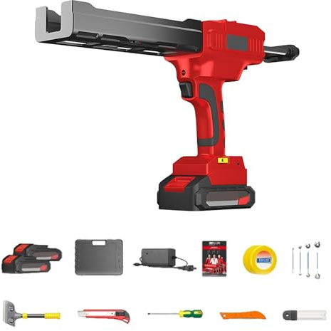 Pistolet à Calfeutrer Sans Fil 21V à Double Cartouche, Vitesse Réglable Avec Batterie Lithium-Ion Pour Fenêtres et Portes, Idéal Pour Un Usage Professionnel