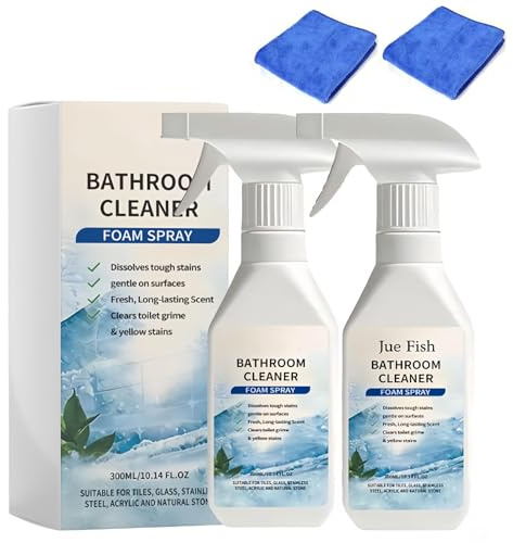 Spray Detergente Schiumogeno Anticalcare per il Bagno – Potente Anticalcare ad Azione Rapida – Soluzione Multisuperficie per Docce, Vetri, Piastrelle, Acciaio Inox, Rubinetteria e Lavandini (2 pcs)